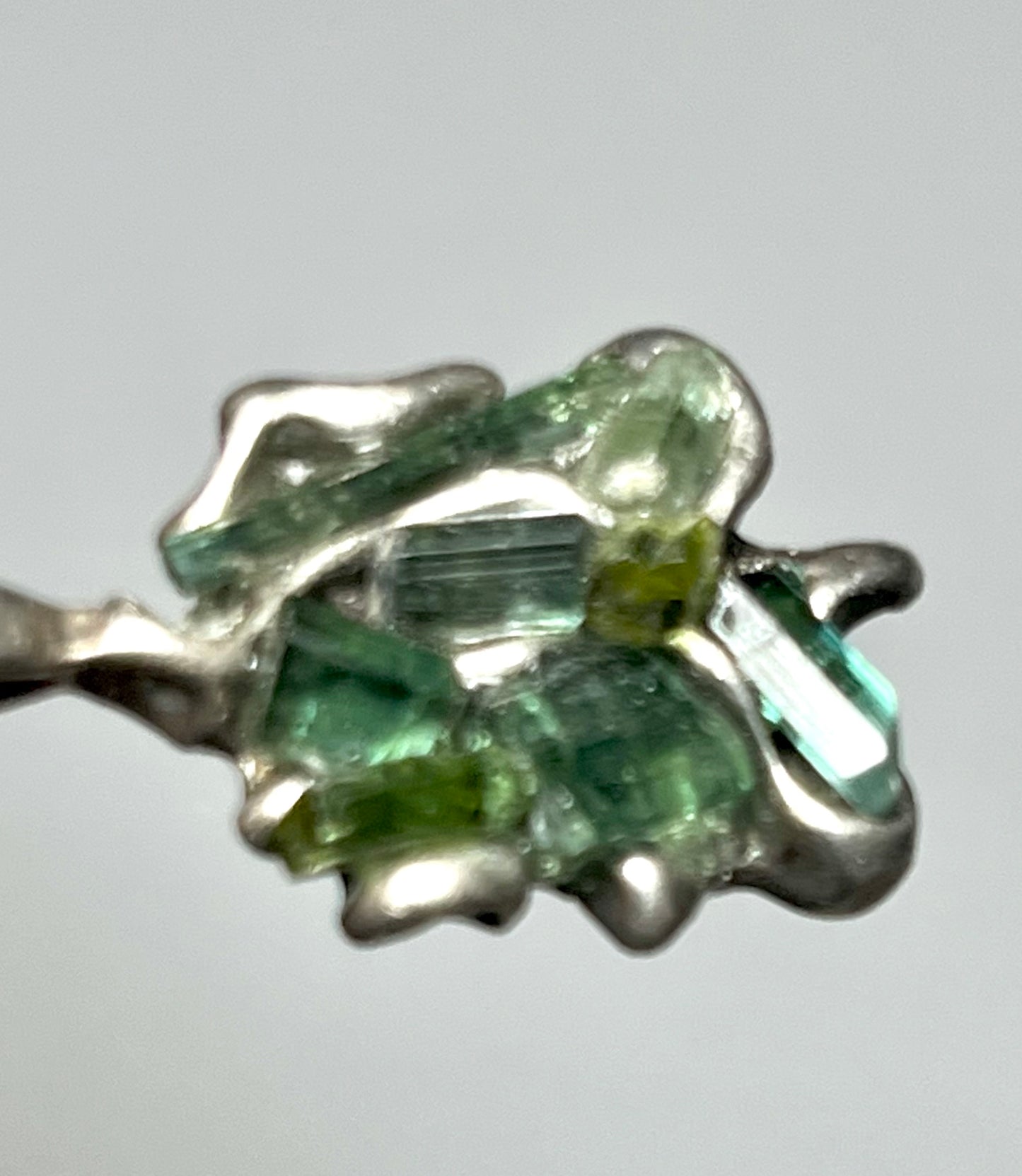 Blue and Green Tourmaline Pewter Pendant