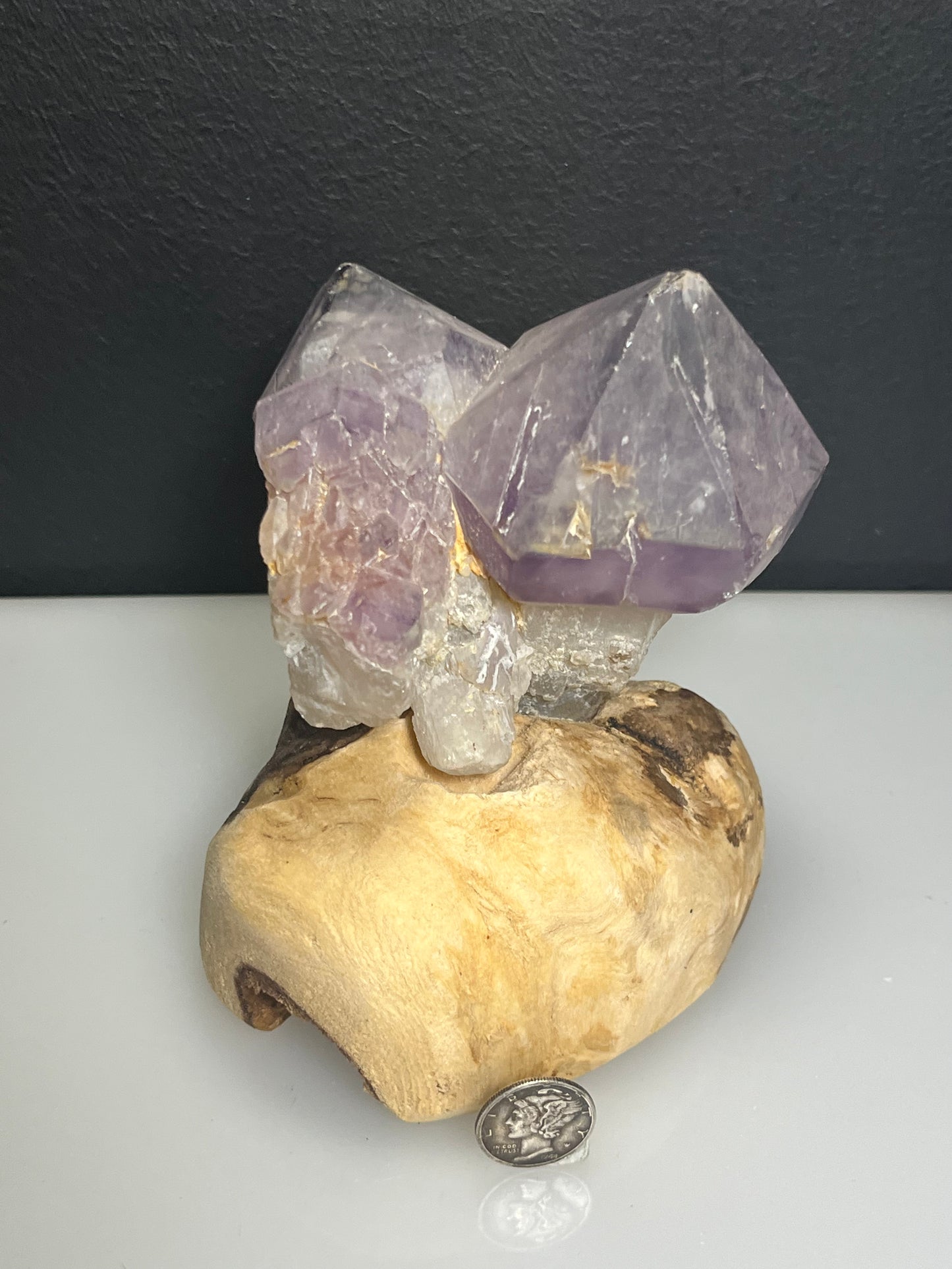 Elestial Amethyst Mushroom Sceptre Crystal with Custom Stand